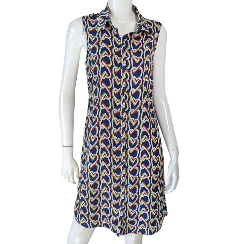 CAbi Amour Heart Print Shirt Button Down Sleeveless Dress - Picture 7 of 15